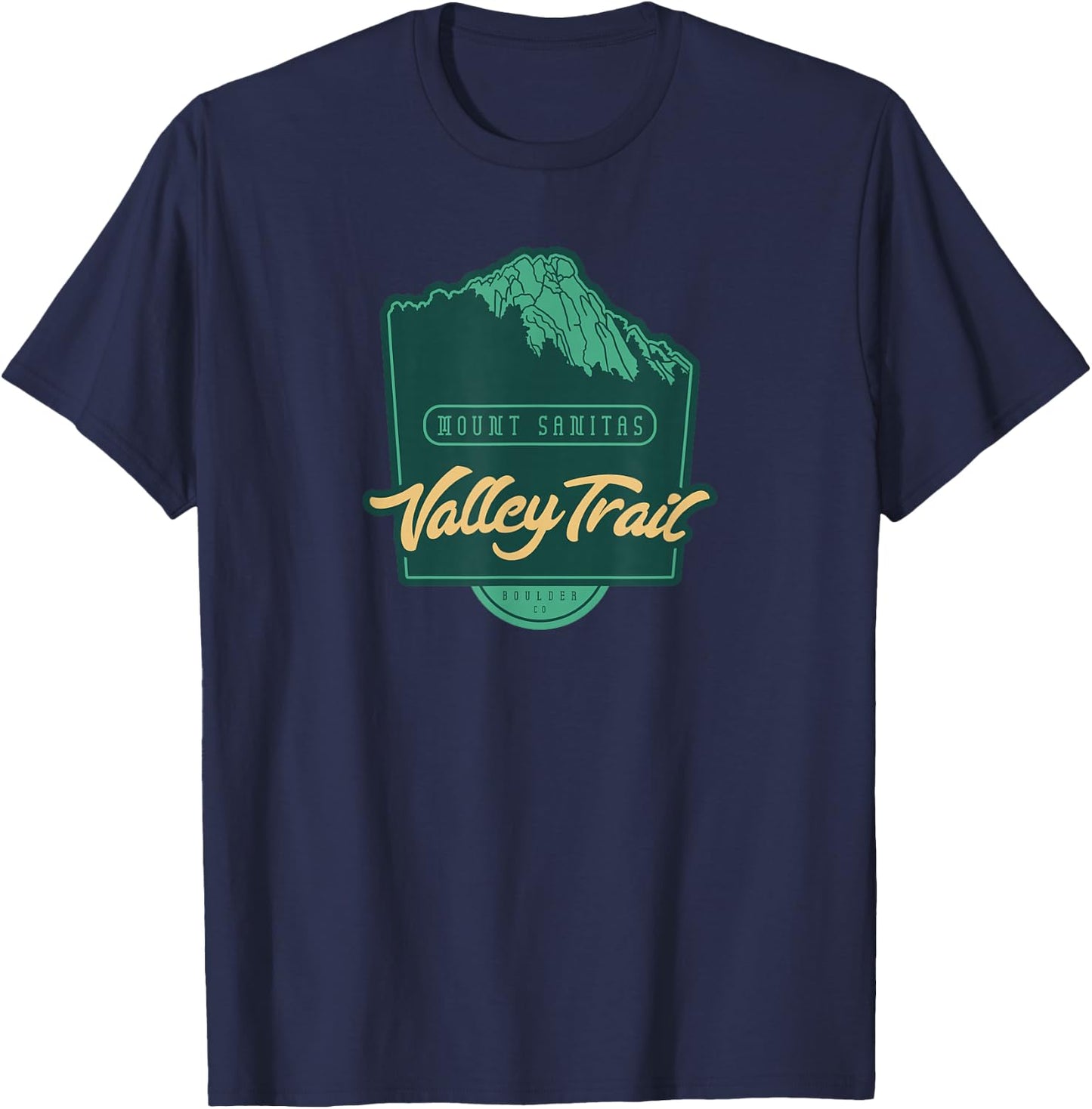 Mount Sanitas and Sanitas Valley Loop Trail – Boulder, CO T-Shirt - T-Shirt | Navy