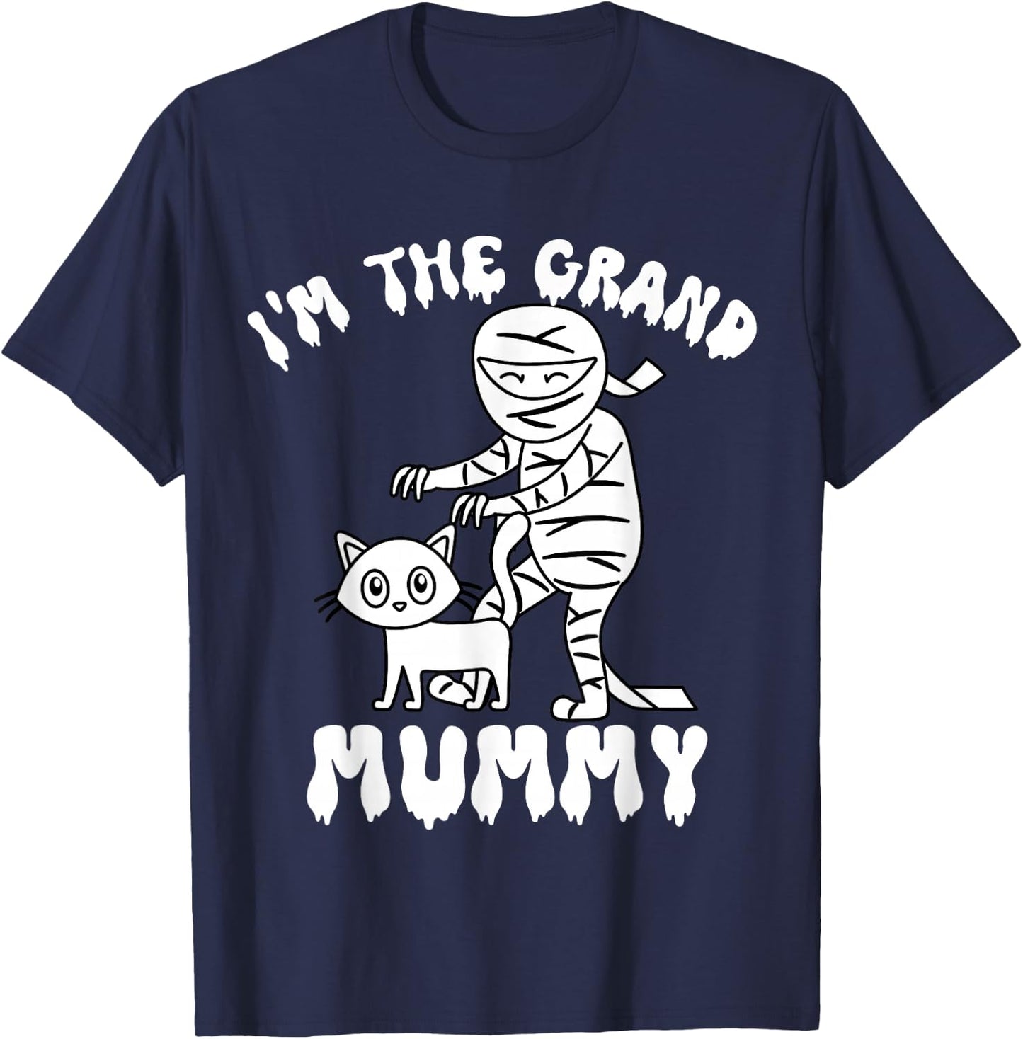 I'm The Grand Mummy Funny Grandma Halloween Costume Retro T-Shirt - T-Shirt | Navy