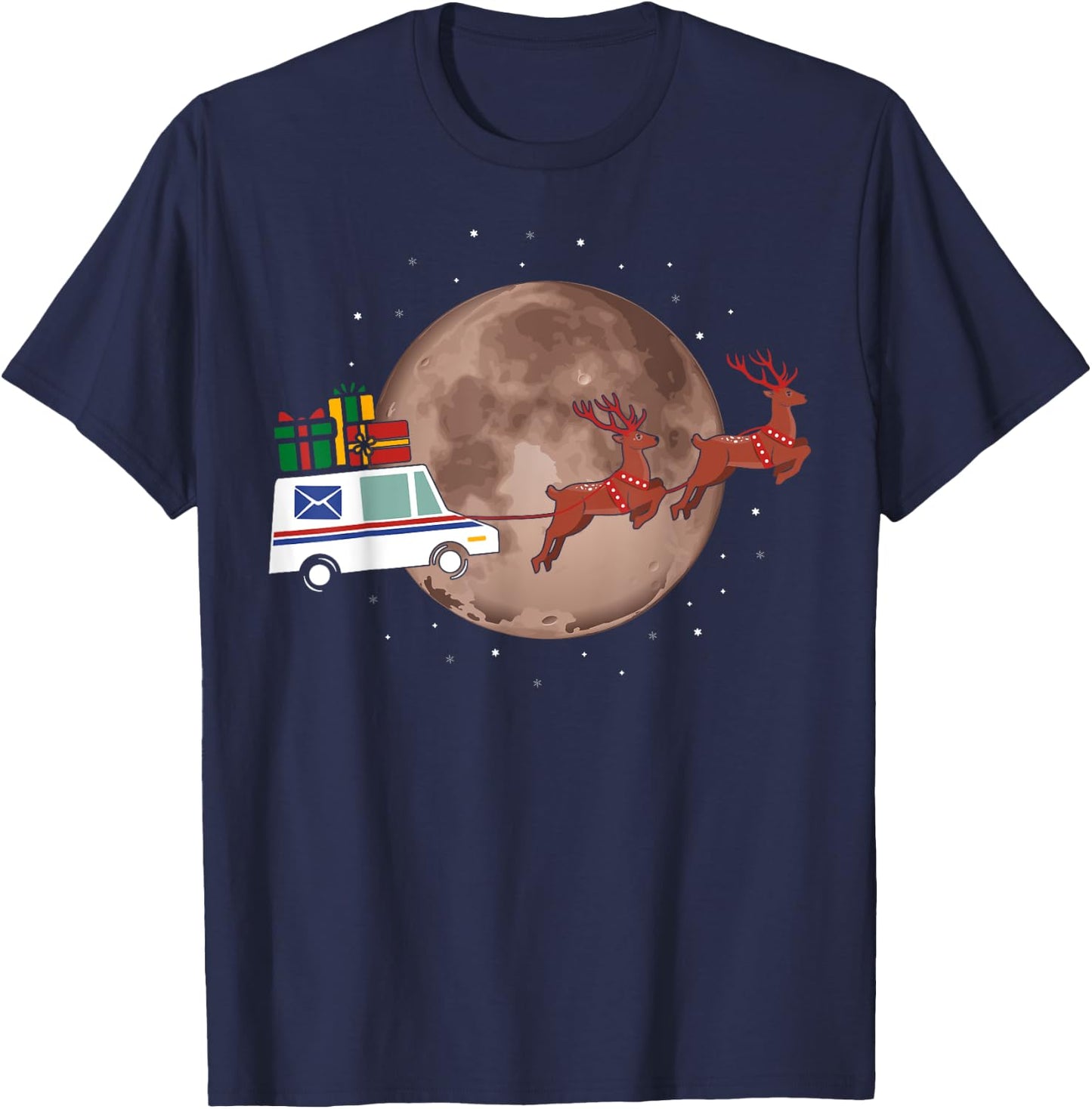 Mail Truck to the Moon Postal Workers Christmas Funny T-Shirt - T-Shirt | Navy