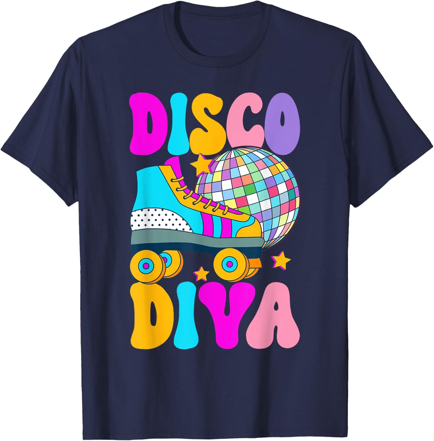 Roller Skating Disco Diva Skate Girl 70s Retro T-Shirt - T-Shirt | Navy