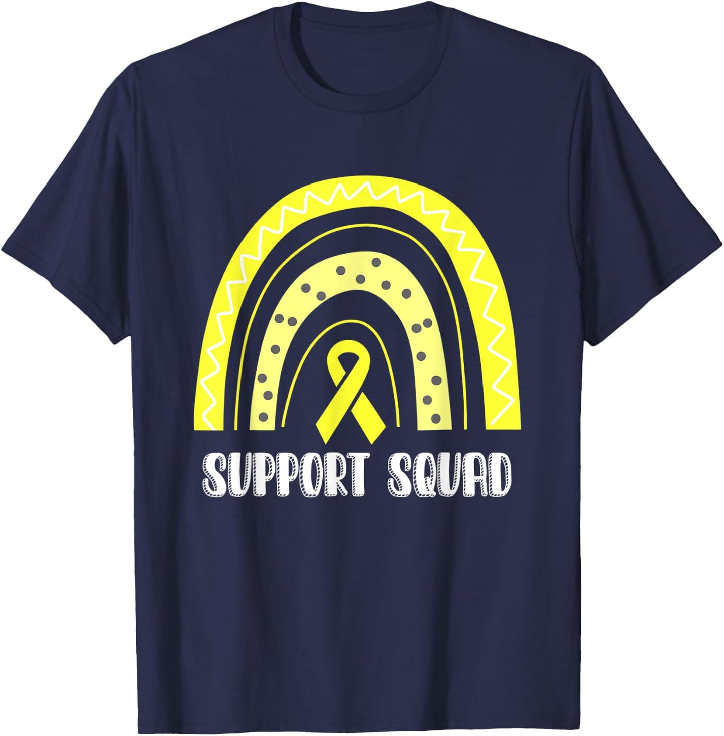 Support Squad Yellow Rainbow Myxoid Liposarcoma Awareness T-Shirt - T-Shirt | Navy