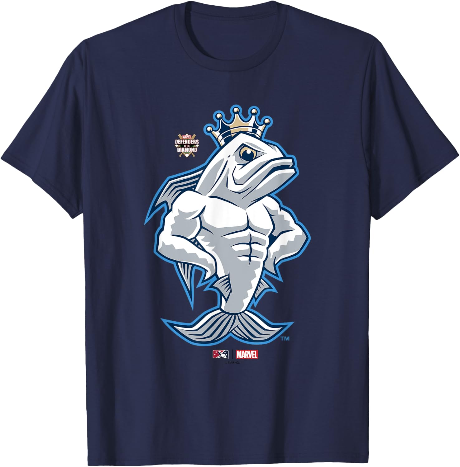 Marvel x MiLB Tampa Tarpons King Fish Mascot Portrait T-Shirt - T-Shirt | Navy
