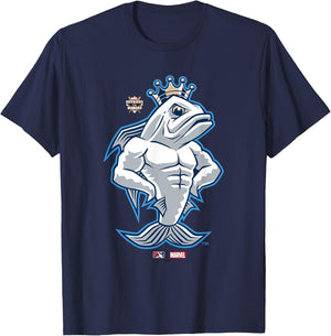 Marvel x MiLB Tampa Tarpons King Fish Mascot Portrait T-Shirt - T-Shirt | Navy