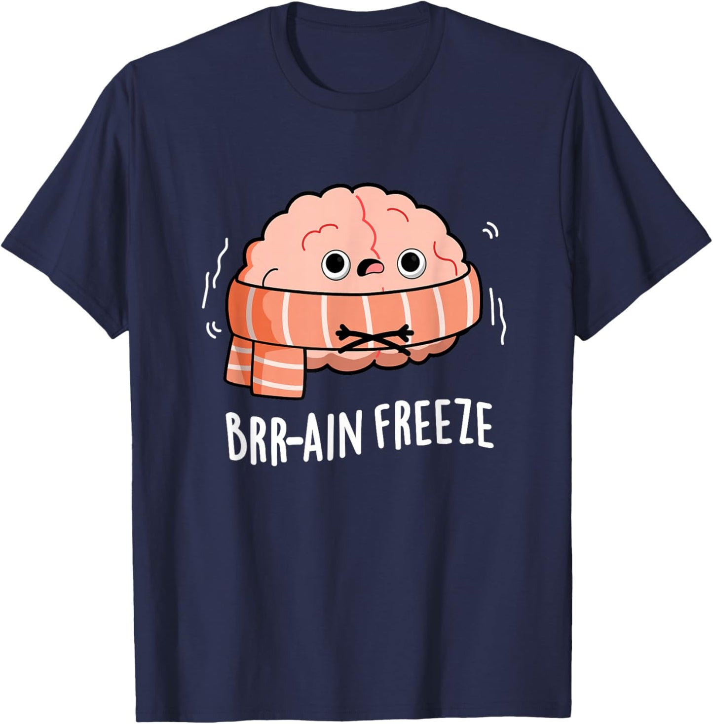 Brain Freeze Funny Anatomy Pun T-Shirt - T-Shirt | Navy