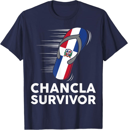 Chancla Survivor Dominican Republic Flag Hispanic Heritage T-Shirt - T-Shirt | Navy