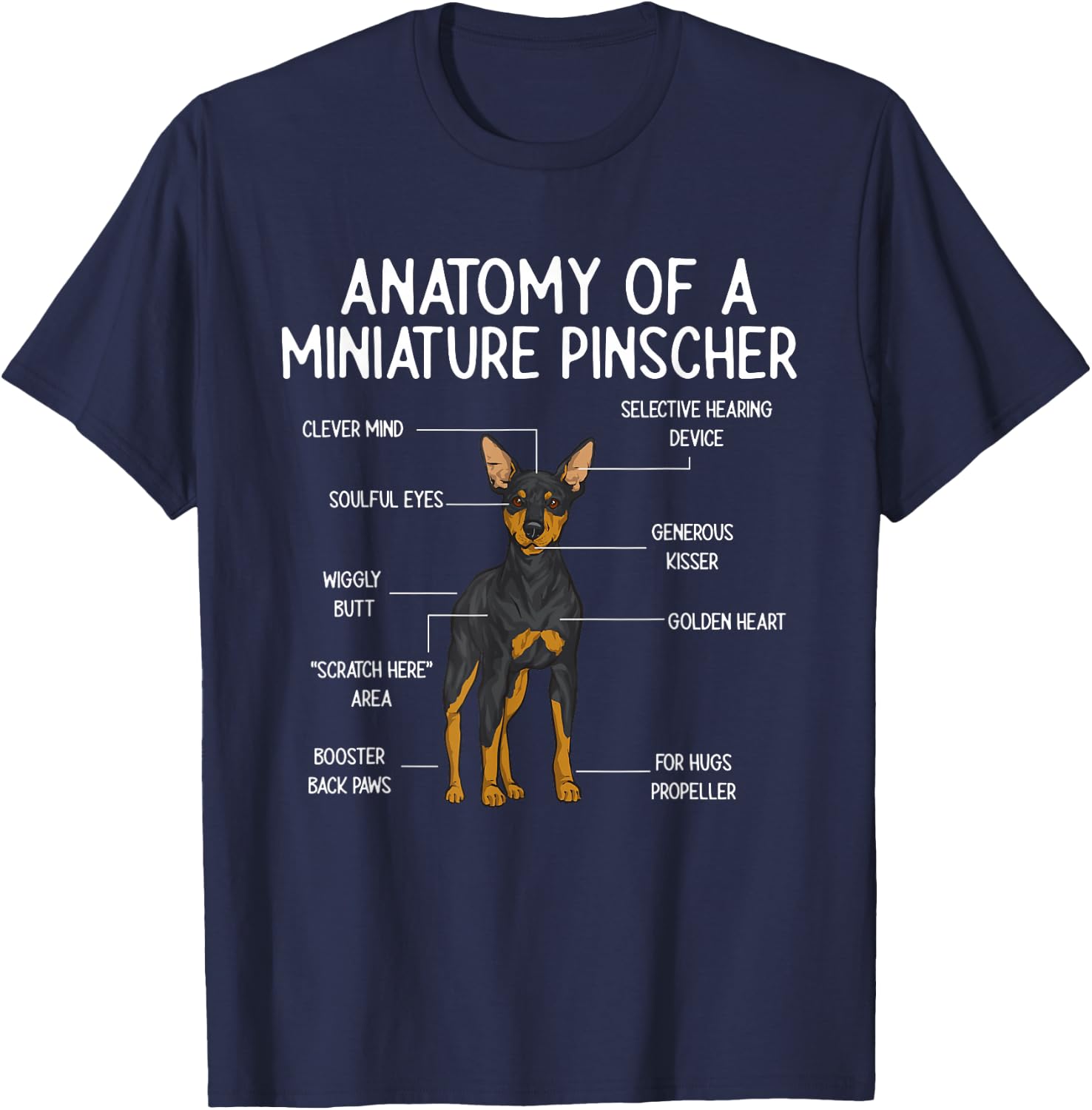 Miniature Pinscher Rehpinscher Min Pin Dog T-Shirt - T-Shirt | Navy