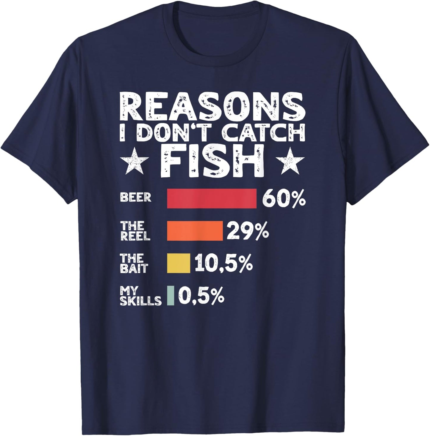 Reasons I Don't Catch Fish Funny Fishing Men T-Shirt - T-Shirt | Navy