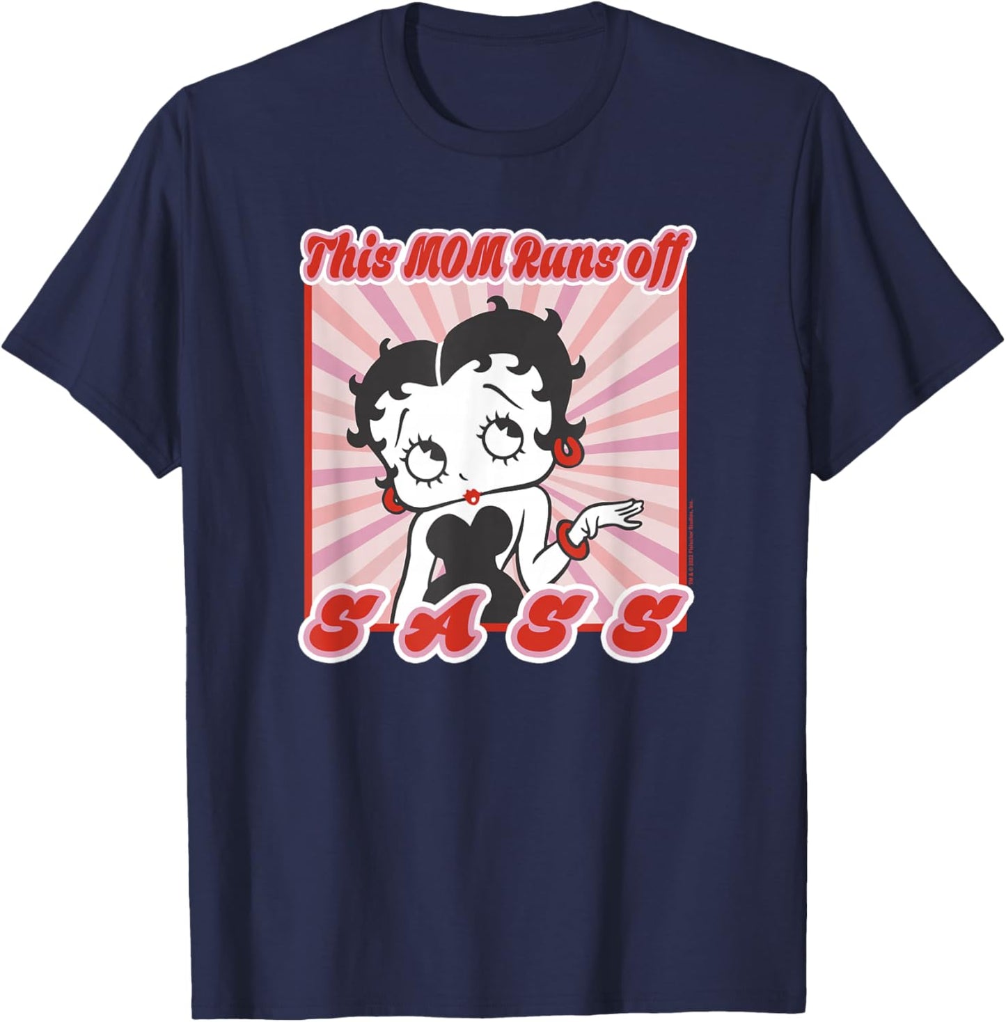 Betty Boop Mother's Day This Mom Runs Off Sass Portrait T-Shirt - T-Shirt | Navy