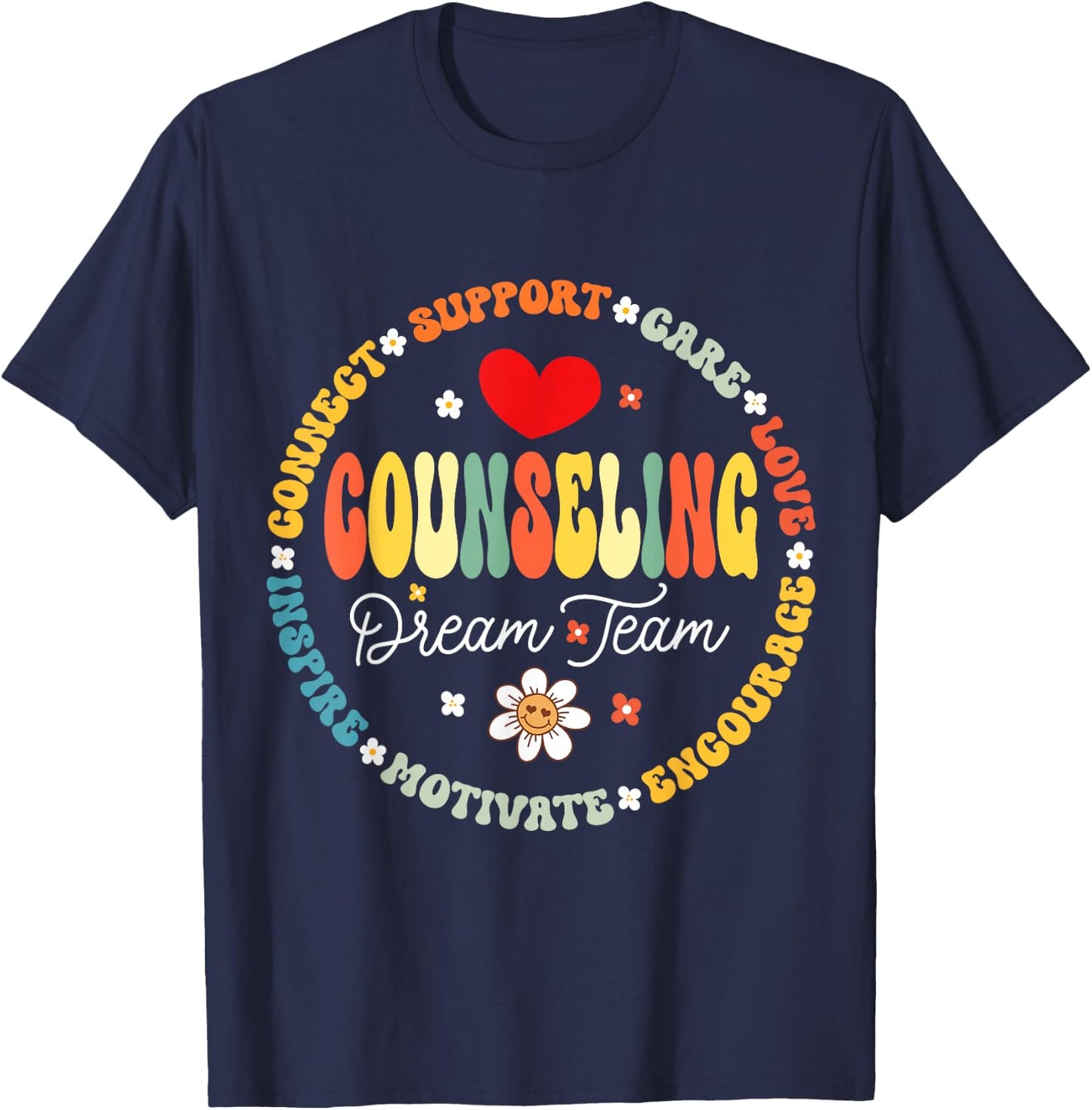Groovy Counseling Dream Team Appreciation Back to School T-Shirt - T-Shirt | Navy
