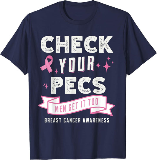 Male Breast Cancer Awareness Breast Cancer Awareness T-Shirt - T-Shirt | Navy