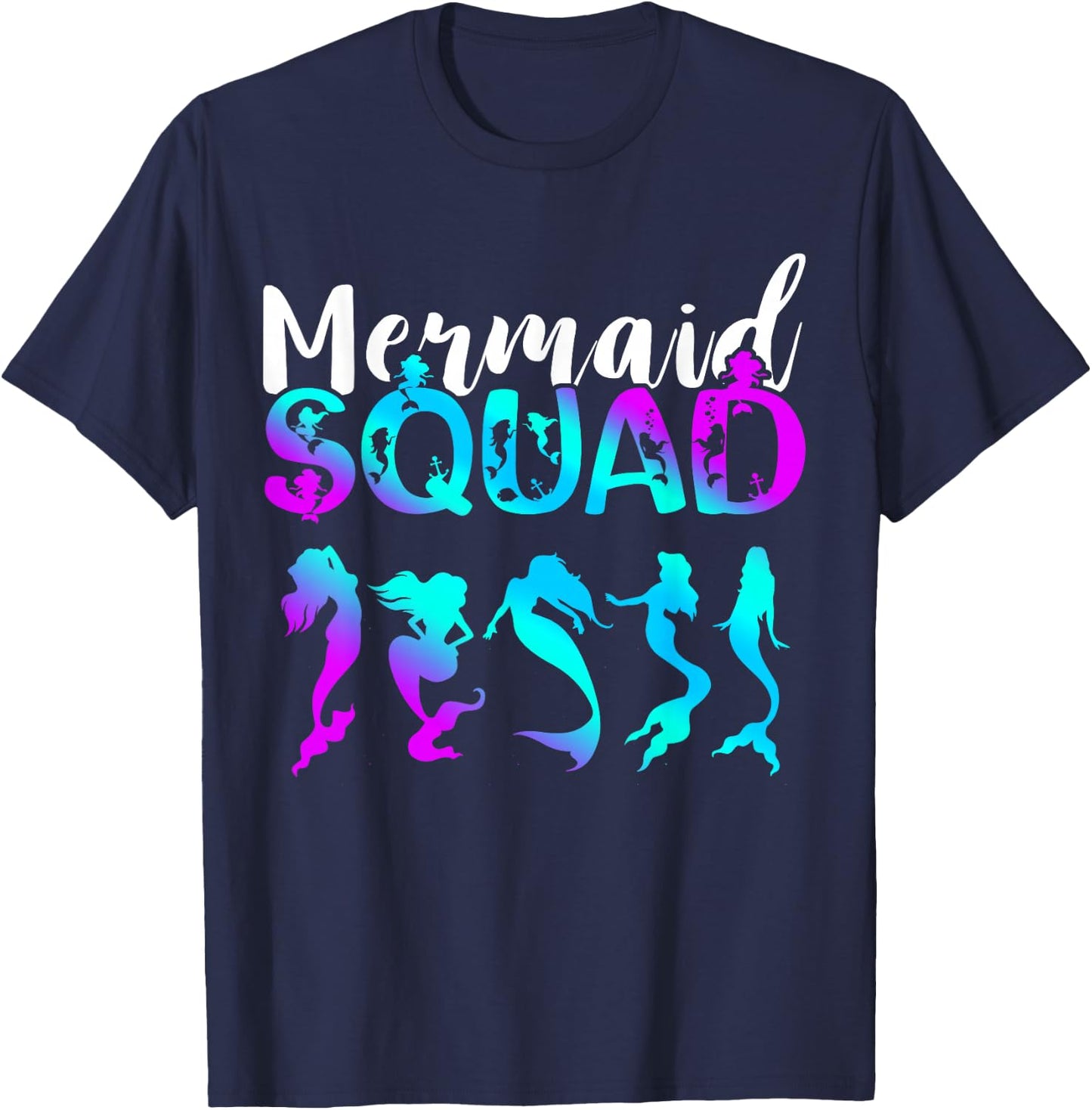 Mermaid Squad Clamshell Mermaid Crew Mermaid Squad Birthday T-Shirt - T-Shirt | Navy