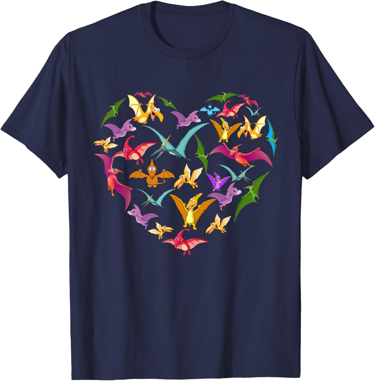 pterodactyls lover heart | Dinosaur Birds men women kids T-Shirt - T-Shirt | Navy