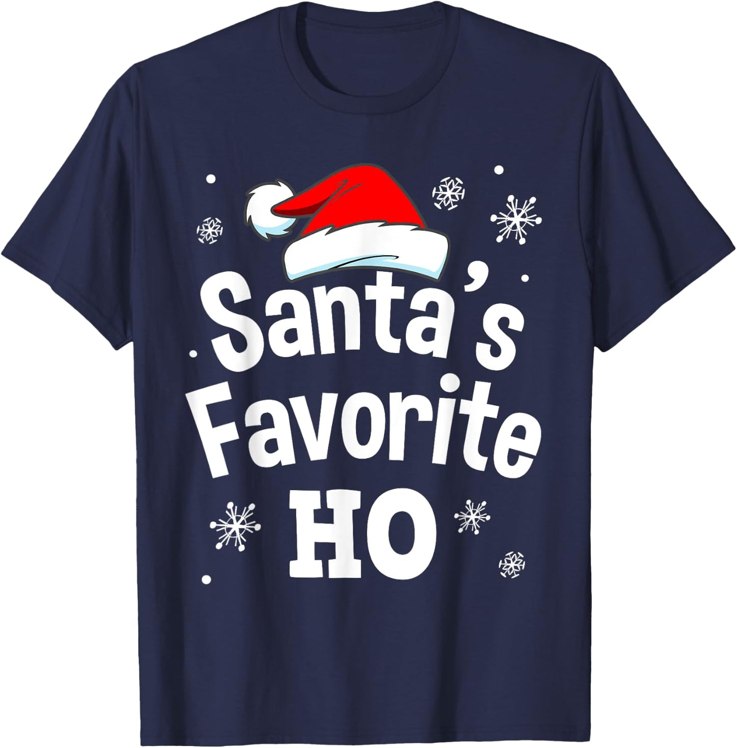 Christmas Santa's Favorite Ho Shirt, Adult Naughty Pajama T-Shirt - T-Shirt | Navy