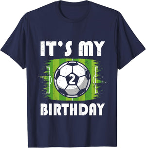 Kids 2 Years Old Kids Soccer Player 2nd Birthday Boy T-Shirt - T-Shirt | Navy