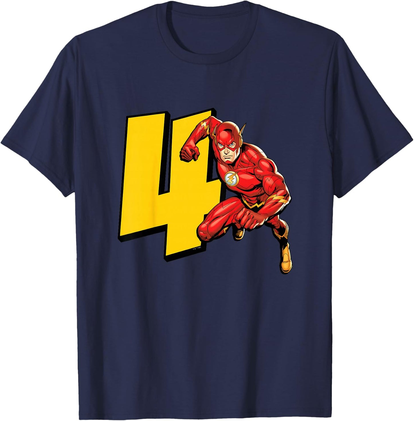 Kids The Flash Super Hero 4th Birthday T-Shirt - T-Shirt | Navy