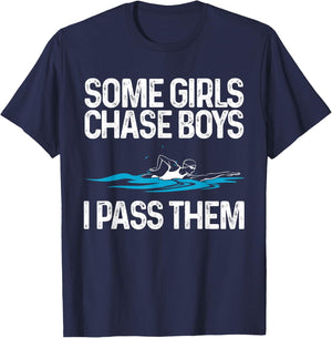 Funny Swimming Gift Girls Women Swim Athletes Swimmer T-Shirt - T-Shirt | Navy