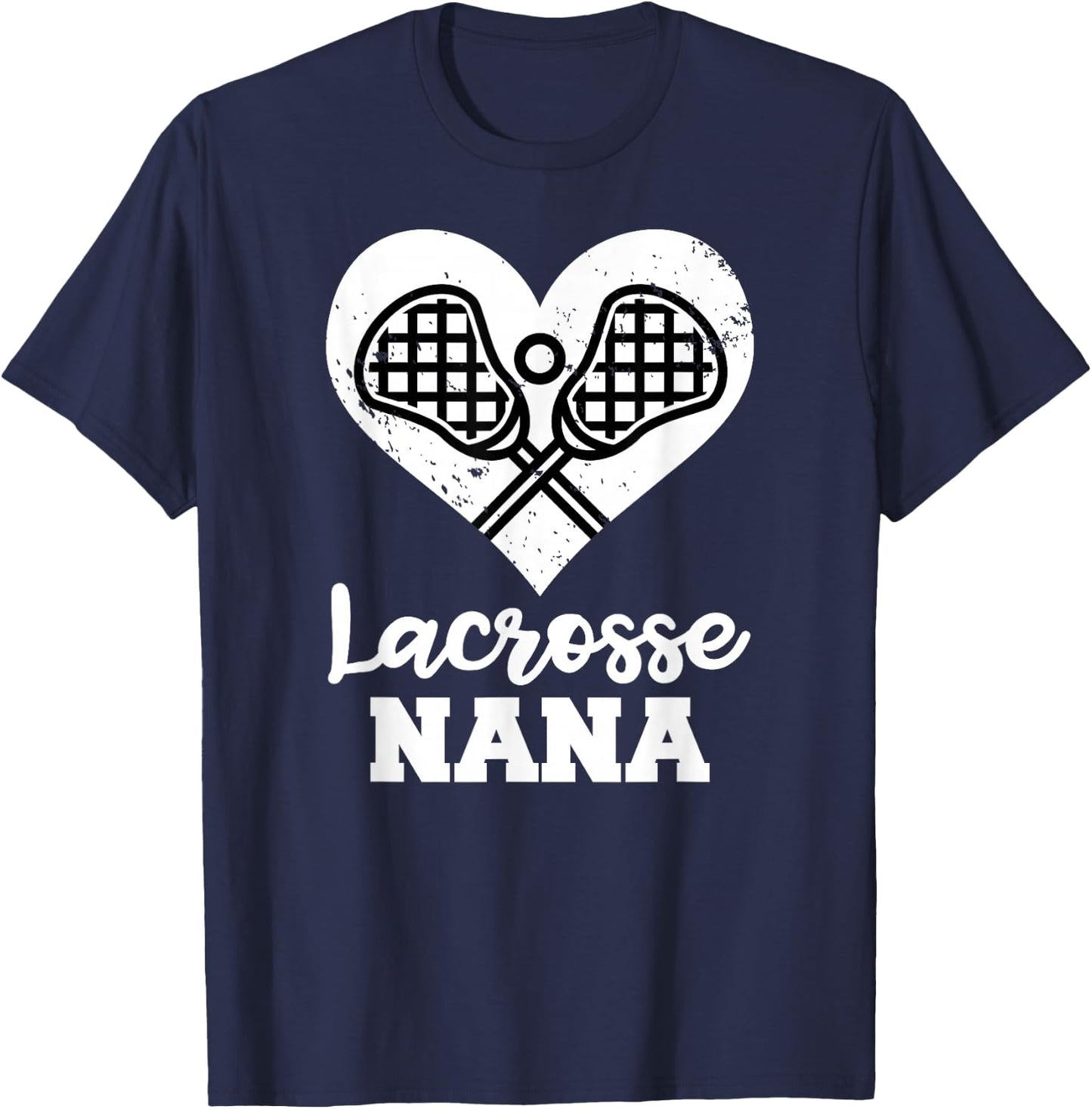 Lacrosse Nana Heart Funny Lacrosse Player Nana T-Shirt - T-Shirt | Navy