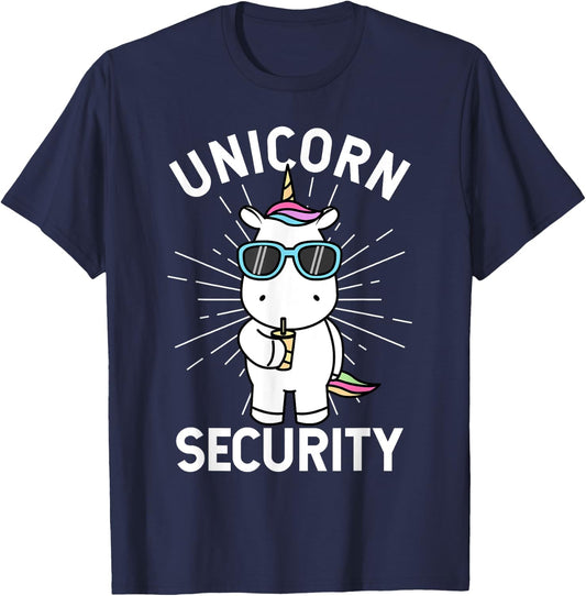 Halloween Dad Mom Daughter Adult Costume | Unicorn Security T-Shirt - T-Shirt | Navy