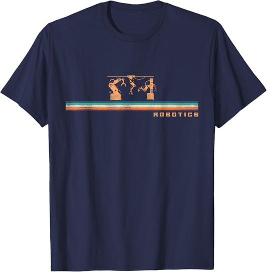 Robot Robotics Engineer Retro Vintage Robotics T-Shirt - T-Shirt | Navy