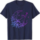 Cat Sitting On Crescent Moon Flowers Stars Women Girls Kids T-Shirt - T-Shirt | Navy