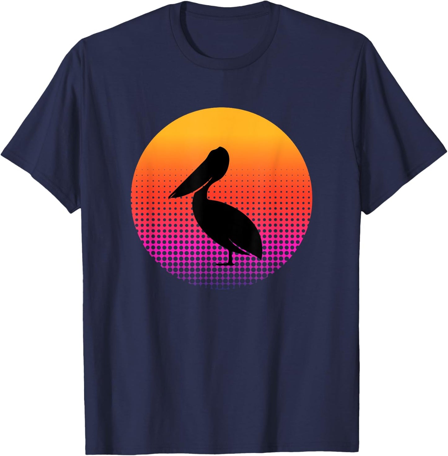 Retro Sunset Pelican Bird Animal Lover Gifts Men Women Youth T-Shirt - T-Shirt | Navy