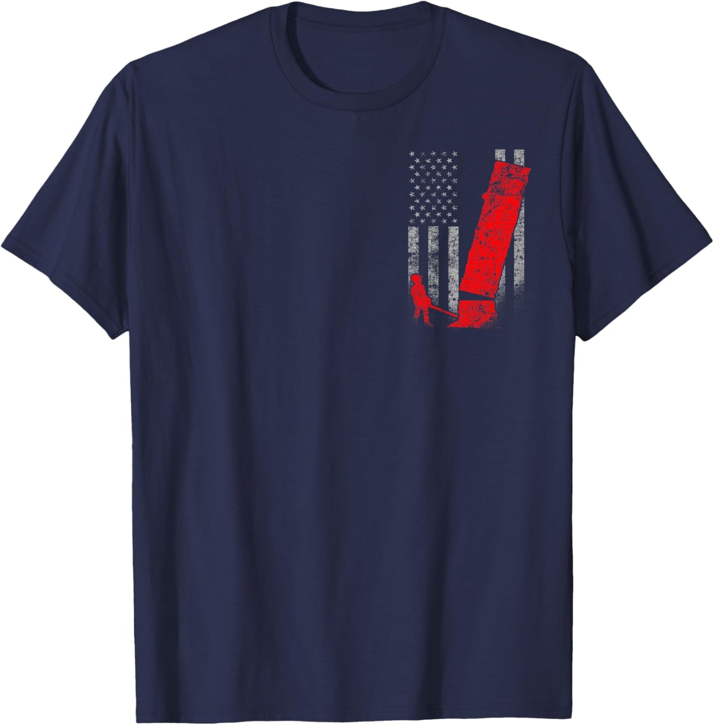 Two-Sided Logging Flag Shirt - Red Logger Felling a Tree T-Shirt - T-Shirt | Navy