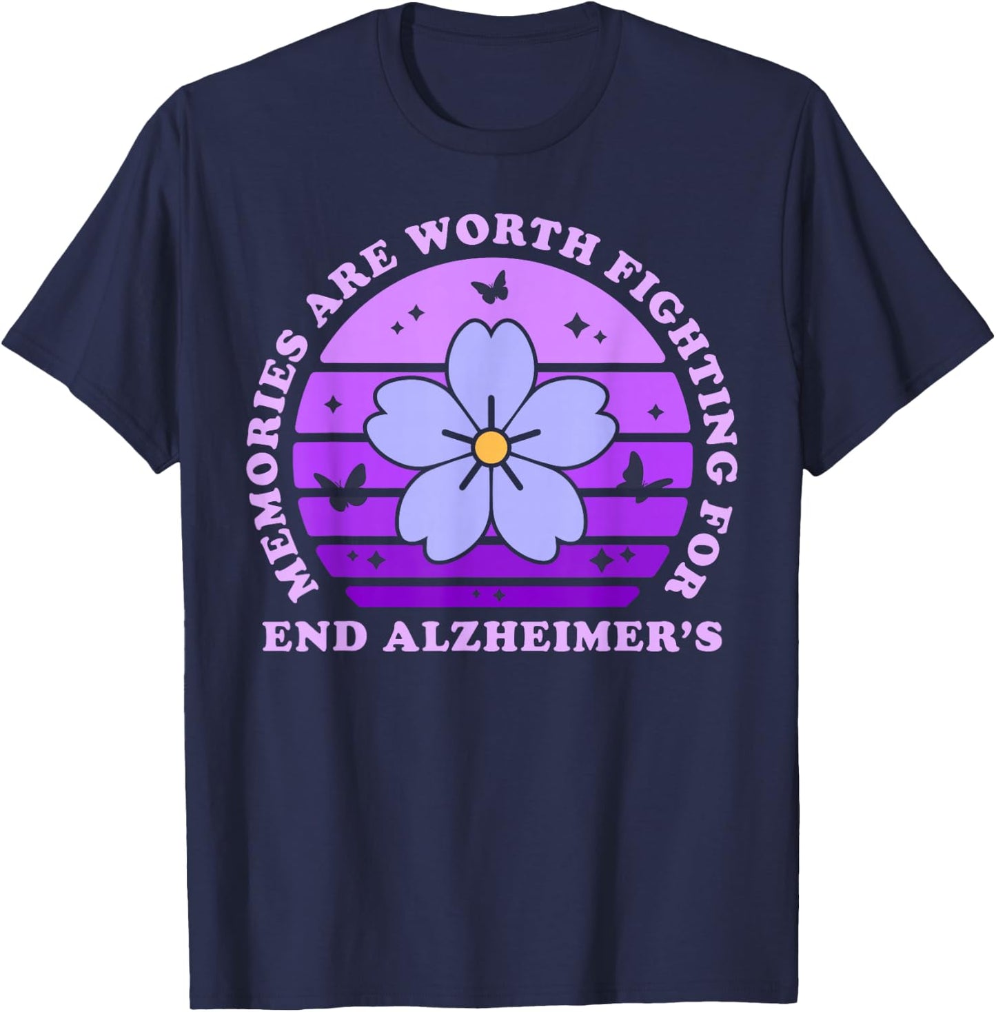 Memories are Worth Fighting for Alzheimer's Awareness Day T-Shirt - T-Shirt | Navy