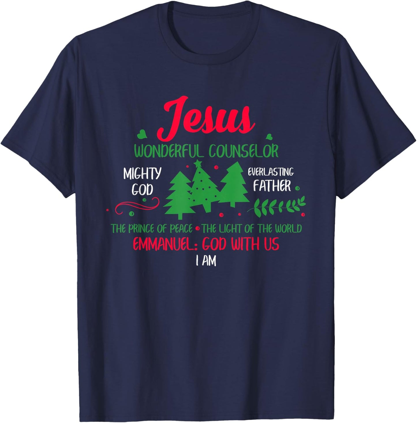 Christian Christmas Bible God With Us Jesus Tree T-Shirt - T-Shirt | Navy