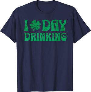 Retro I Clover Day Drinking St Patricks Day Funny Beer Top T-Shirt - T-Shirt | Navy