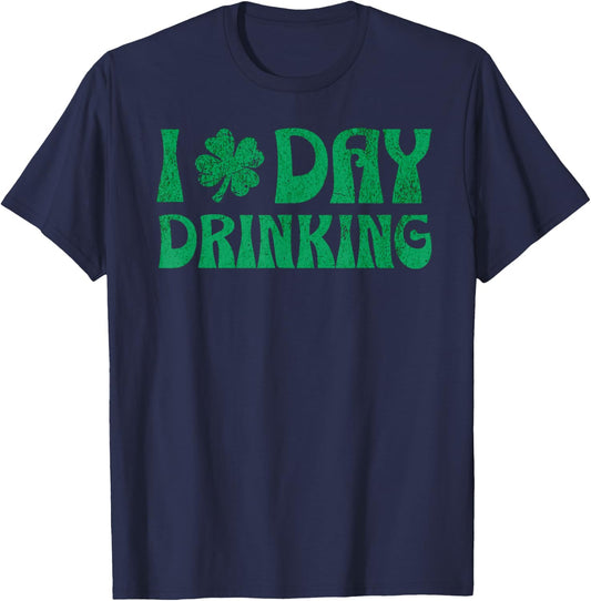Retro I Clover Day Drinking St Patricks Day Funny Beer Top T-Shirt - T-Shirt | Navy