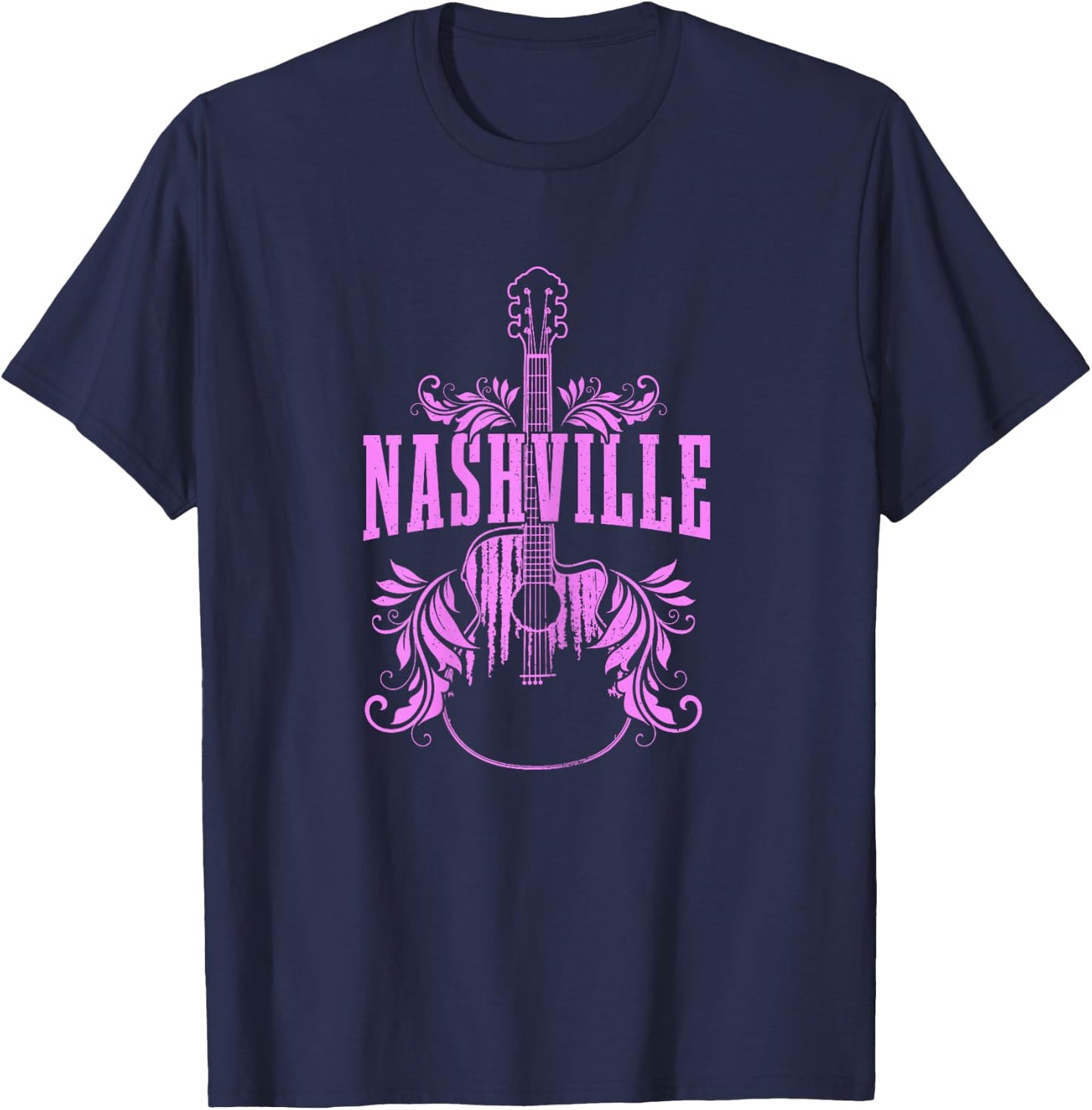 Nashville Tennessee Country Music City Vintage Guitar T-Shirt - T-Shirt | Navy