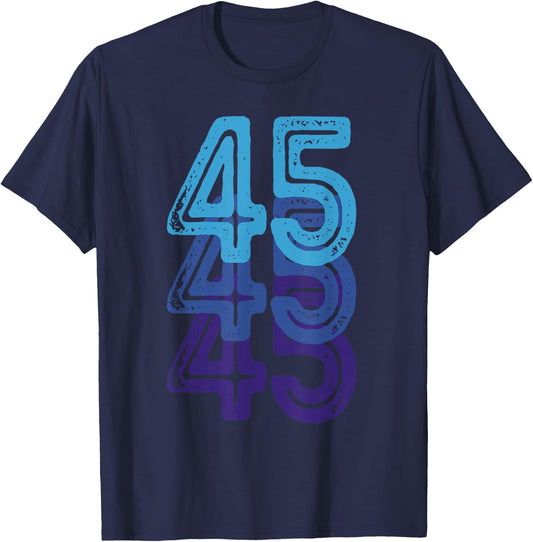 Number 45 Blue Best Classic College Style Birthday Funny T-Shirt - T-Shirt | Navy