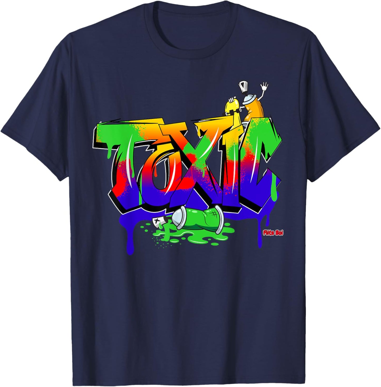 Flite Boi - Urban - Toxic Graffiti Graphic T-Shirt - T-Shirt | Navy