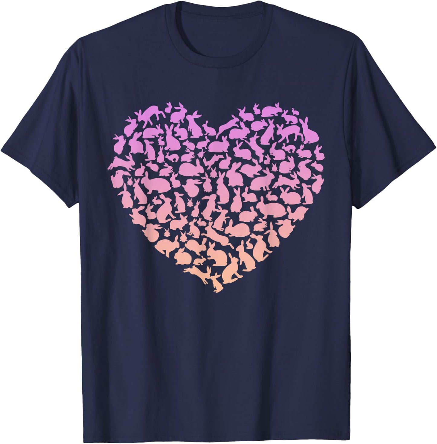 Silhouette Heart Bunny for Rabbit Lover Girls Rabbit T-Shirt - T-Shirt | Navy