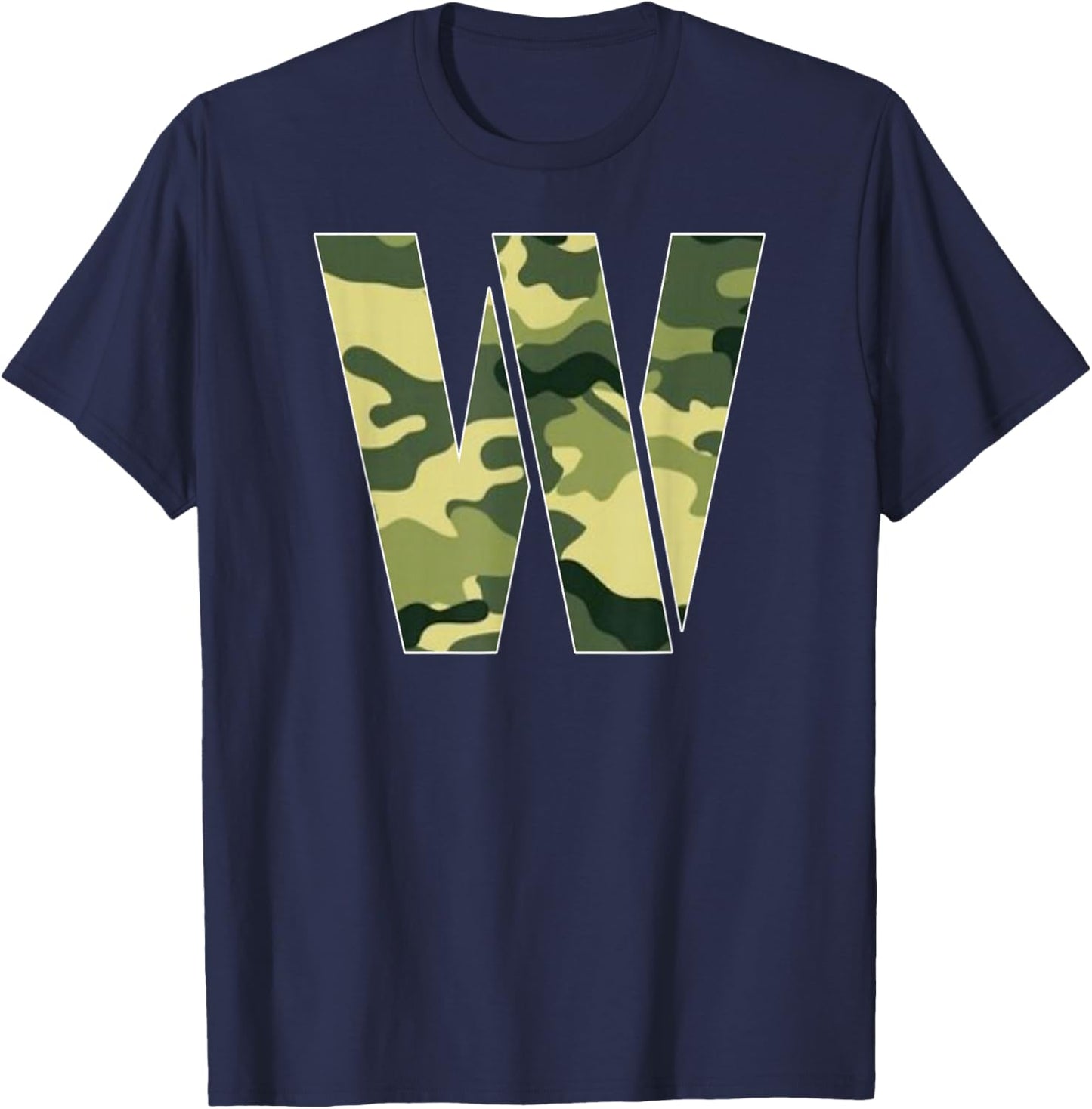 Personalized Camoflauge Letter W Initial | Camo Letter W T-Shirt - T-Shirt | Navy