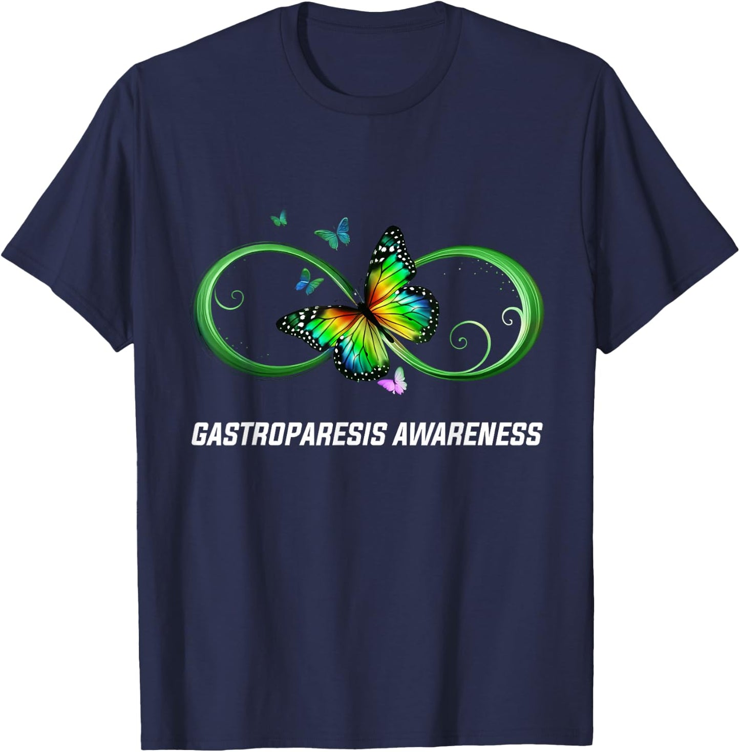 Infinity Butterfly Gastroparesis Awareness T-Shirt - T-Shirt | Navy