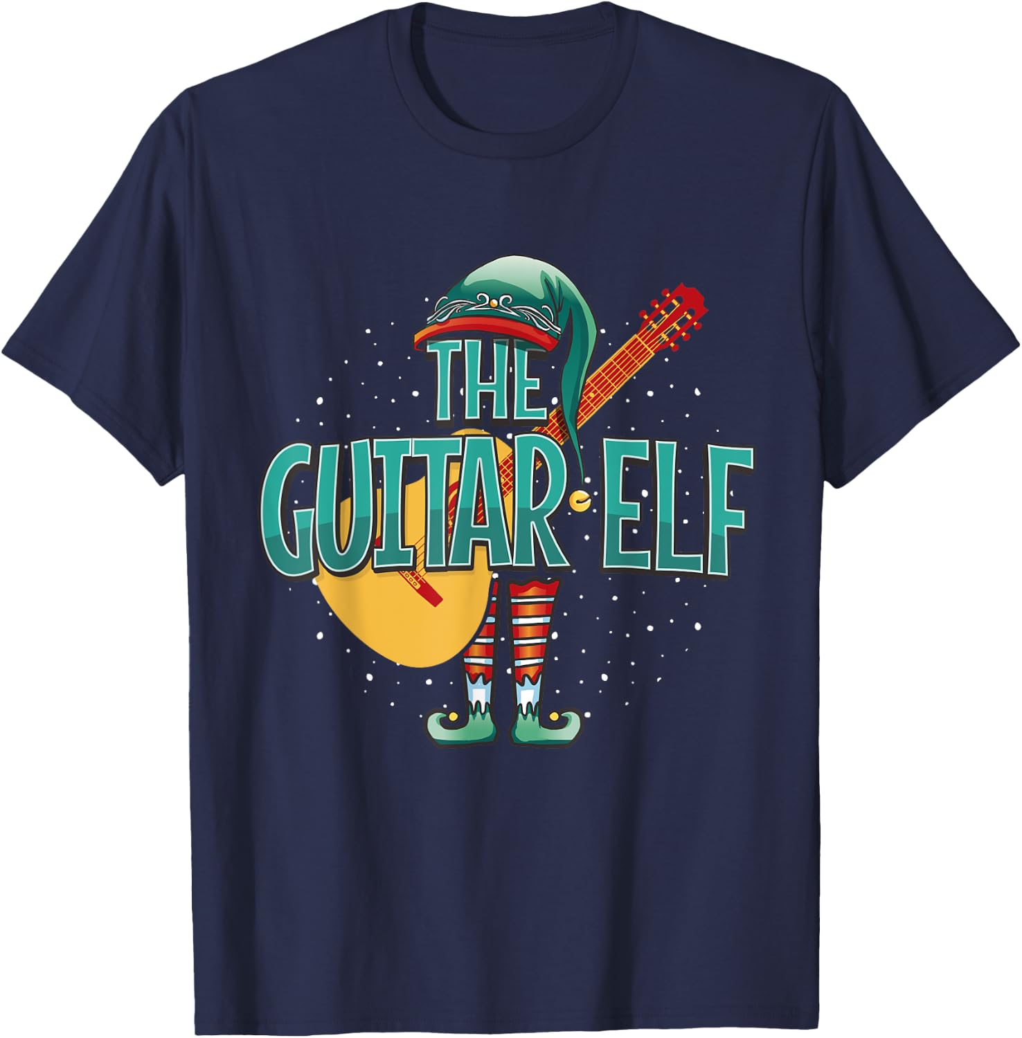 Christmas Guitar Elf for Guitar Player Musician T-Shirt - T-Shirt | Navy