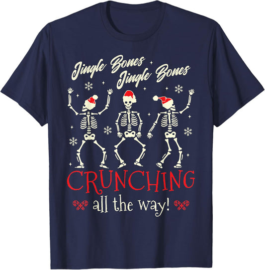 Jingle Bones Jingle Bones Crunching all the way Christmas T-Shirt - T-Shirt | Navy
