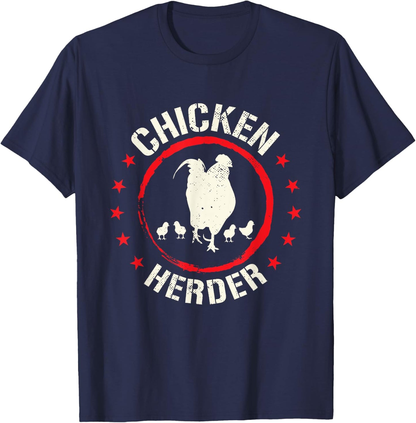 Funny Chicken Herder | Rooster With Chicken T-Shirt - T-Shirt | Navy