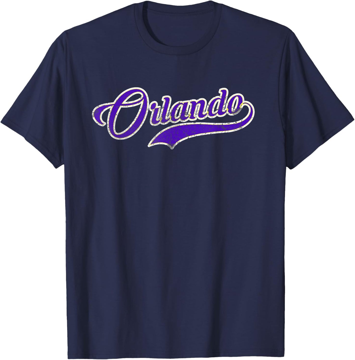 Retrocity Orlando Soccer Fan Vintage - -Adults, Black, Small, Short Sleeve T-Shirt - T-Shirt | Navy