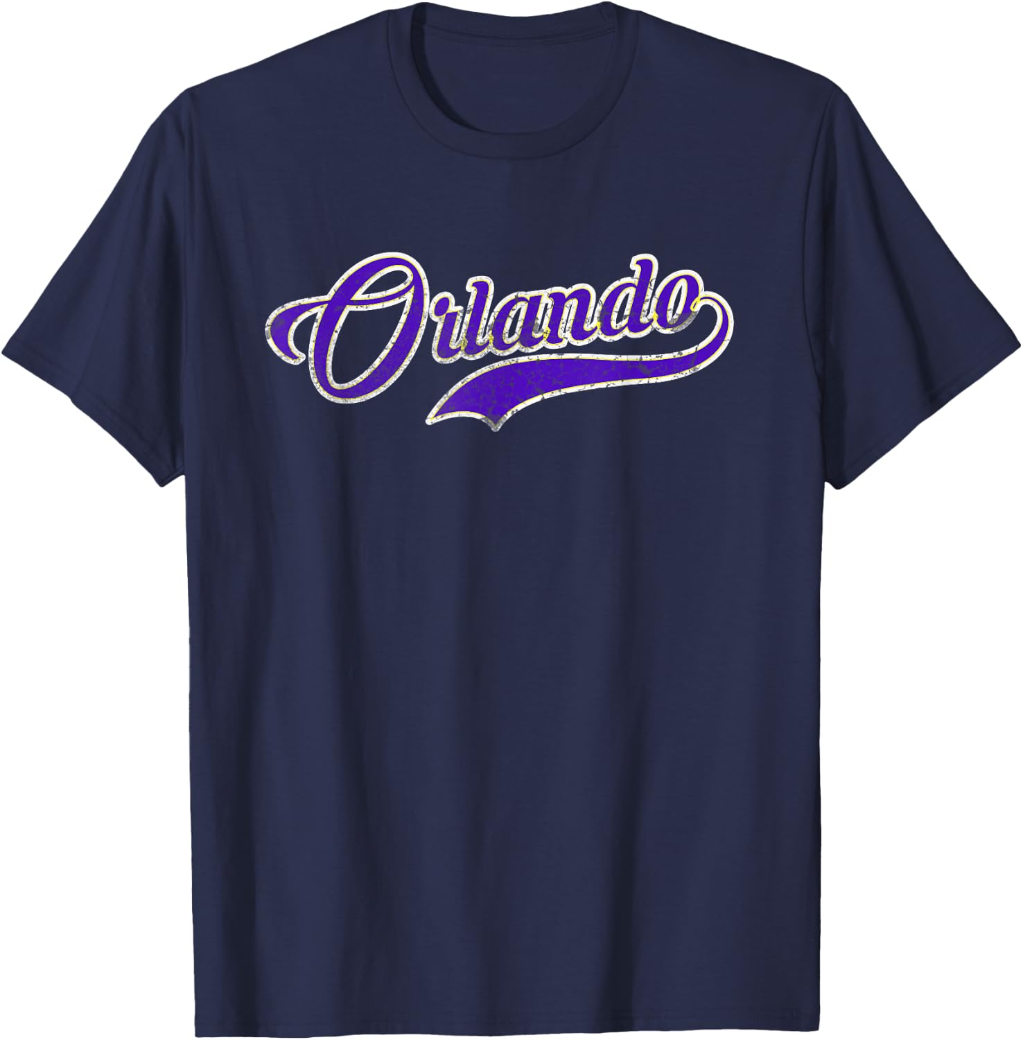 Retrocity Orlando Soccer Fan Vintage - -Adults, Black, Small, Short Sleeve T-Shirt - T-Shirt | Navy