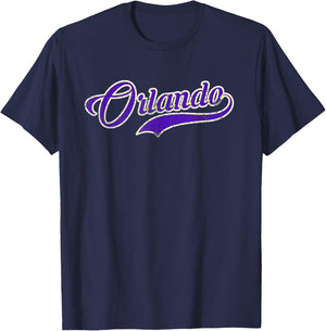 Retrocity Orlando Soccer Fan Vintage - -Adults, Black, Small, Short Sleeve T-Shirt - T-Shirt | Navy