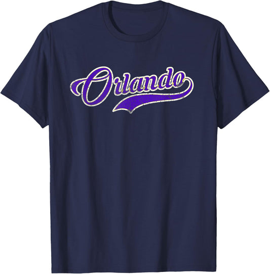 Retrocity Orlando Soccer Fan Vintage - -Adults, Black, Small, Short Sleeve T-Shirt - T-Shirt | Navy