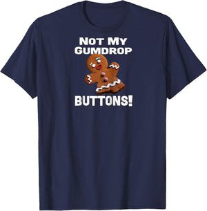Not My Gumdrop Buttons! Gingerbread Man Raglan Baseball T-Shirt - T-Shirt | Navy