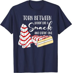 Christmas Tree Cake Torn Between Looking' Like a Snack T-Shirt - T-Shirt | Navy