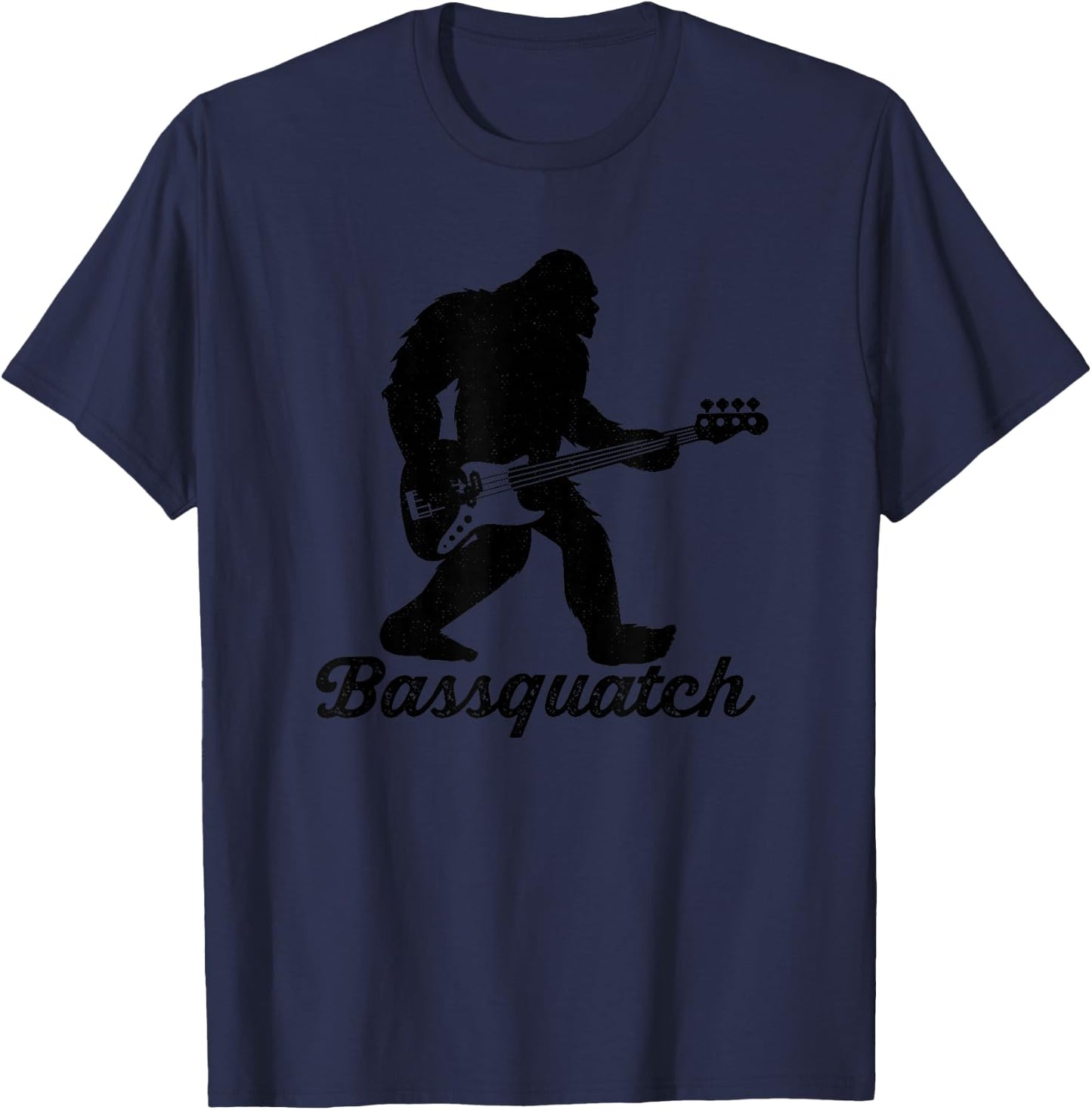 Bigfoot Bass Player Guitar Sasquatch Bassist Music Guitarist T-Shirt - T-Shirt | Navy