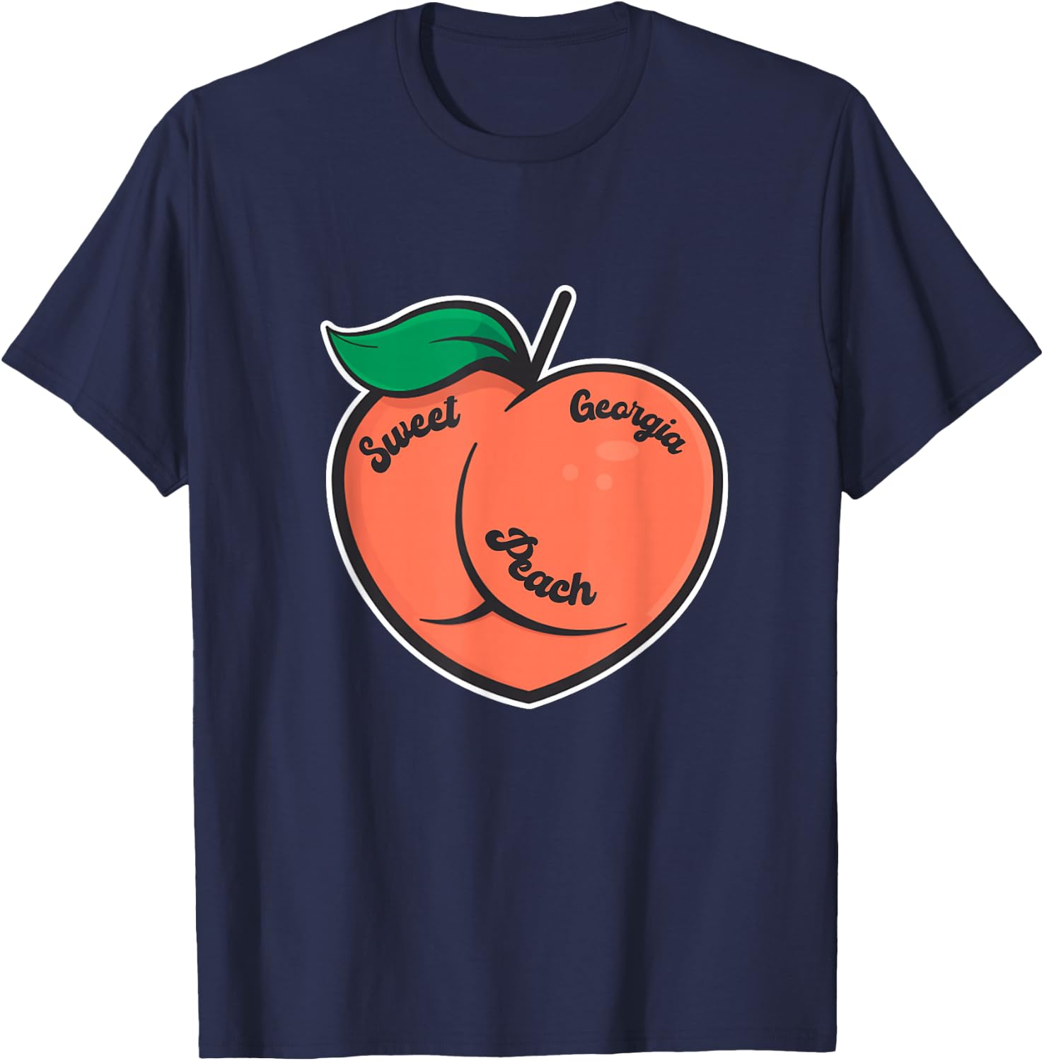 Sweet Georgia Peach Cute Peach With Heart Shaped Women Girls T-Shirt - T-Shirt | Navy
