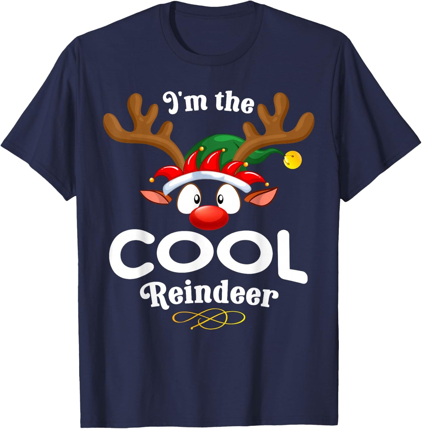 Christmas PJS Cool XMas Reindeer Matching T-Shirt - T-Shirt | Navy