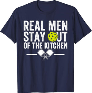 Real Men Stay Out of The Kitchen Funny Pickleball Vintage T-Shirt - T-Shirt | Navy