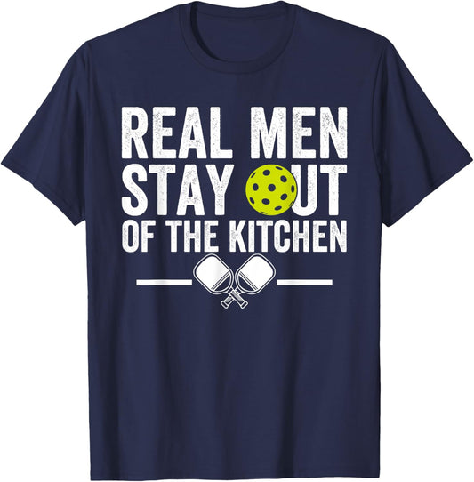 Real Men Stay Out of The Kitchen Funny Pickleball Vintage T-Shirt - T-Shirt | Navy